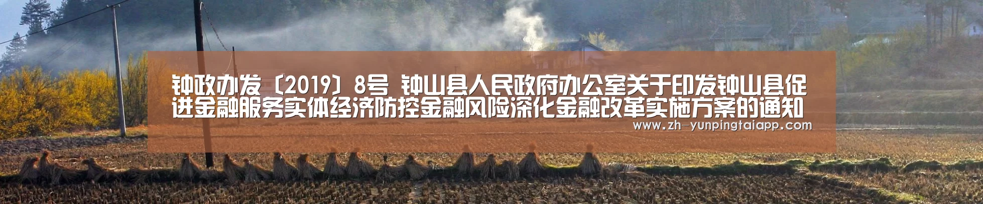 钟政办发〔2019〕8号 钟山县人民政府办公室关于印发钟山县促进金融服务实体经济防控金融风险深化金融改革实施方案的通知_开云App官方(图1) 开云App官方